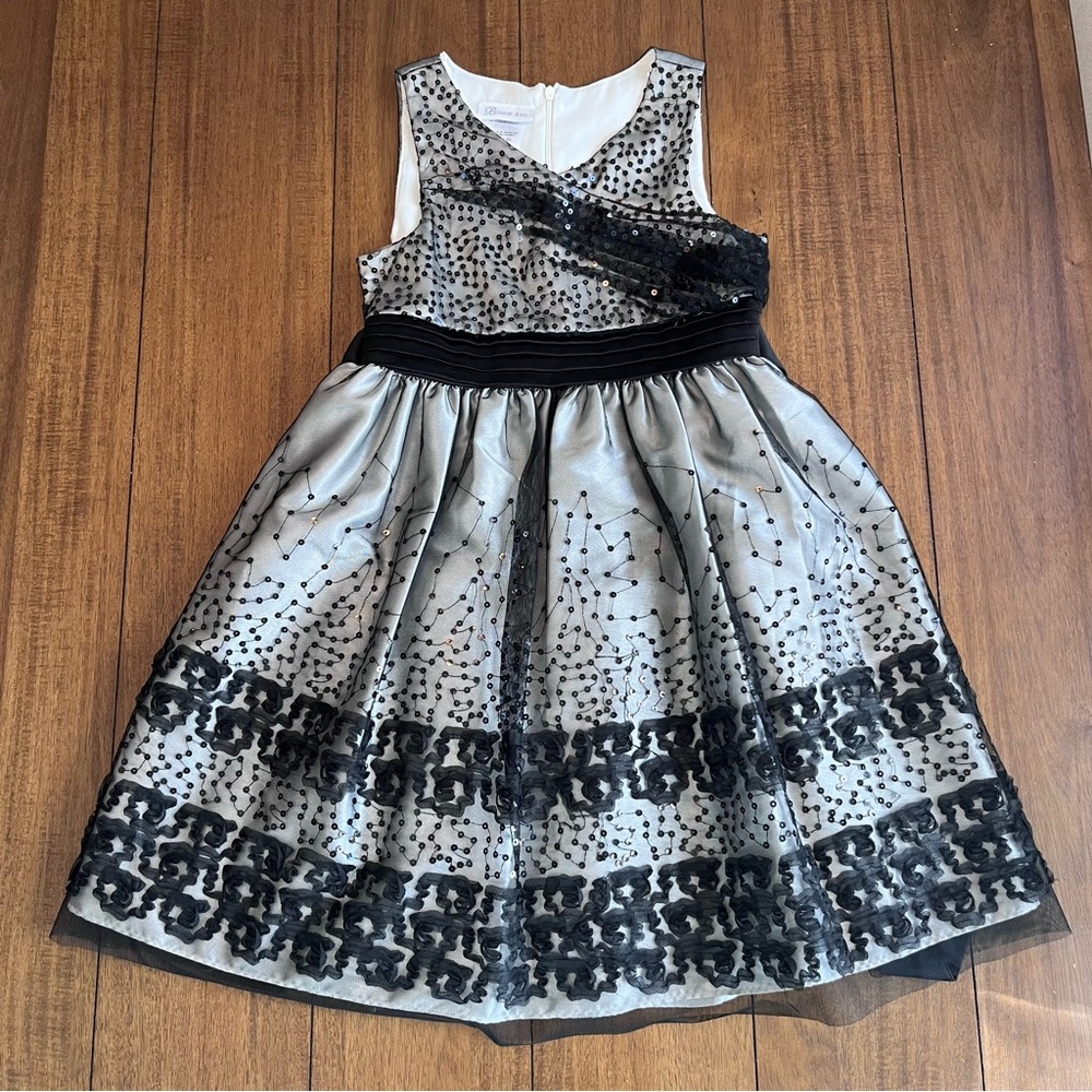 Bonnie Jeans girls formal dress white/black size 10